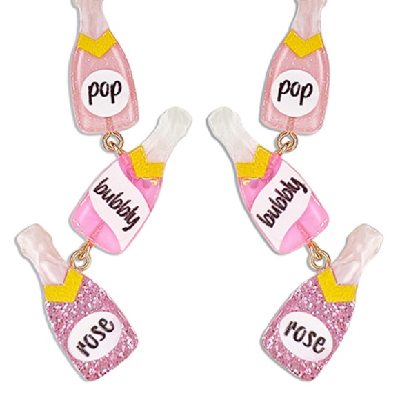 3 Connected Wine Bottle Earring - Picture 2 of 2